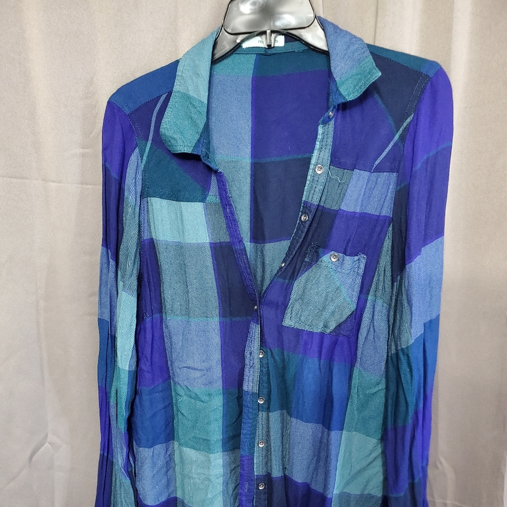 Long checkered flannel tunic